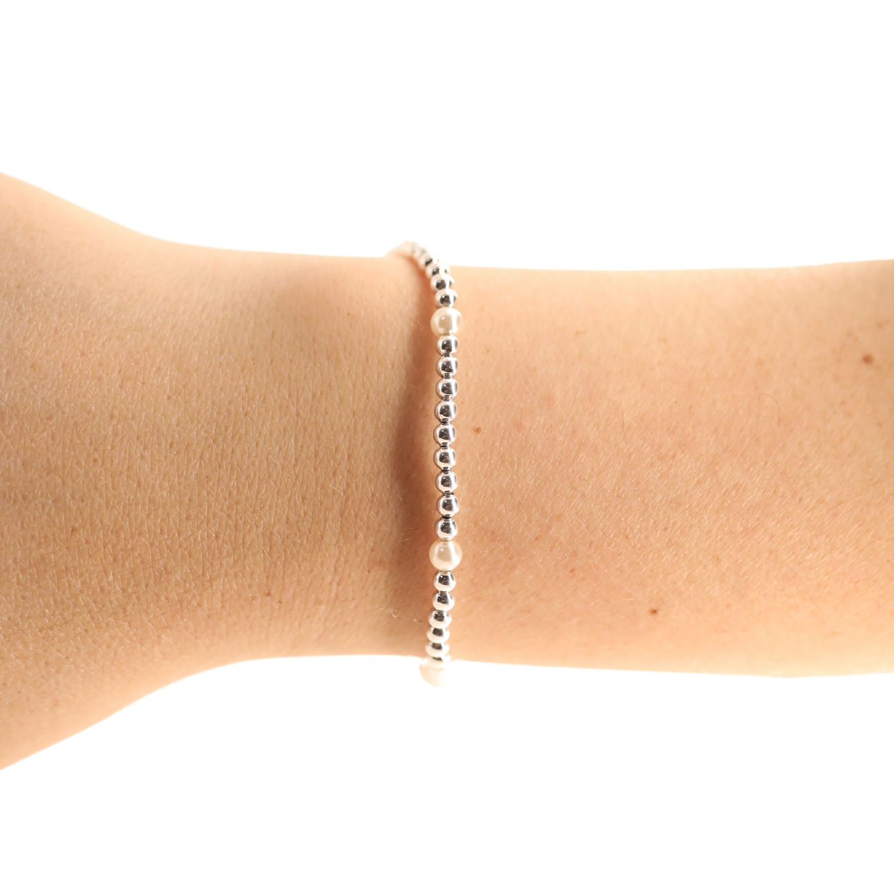 Beaded Blondes Madi Pearl Beaded Bracelet - Silver