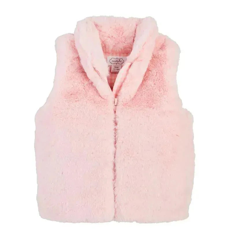 Faux Fur Zip Vest - Pink