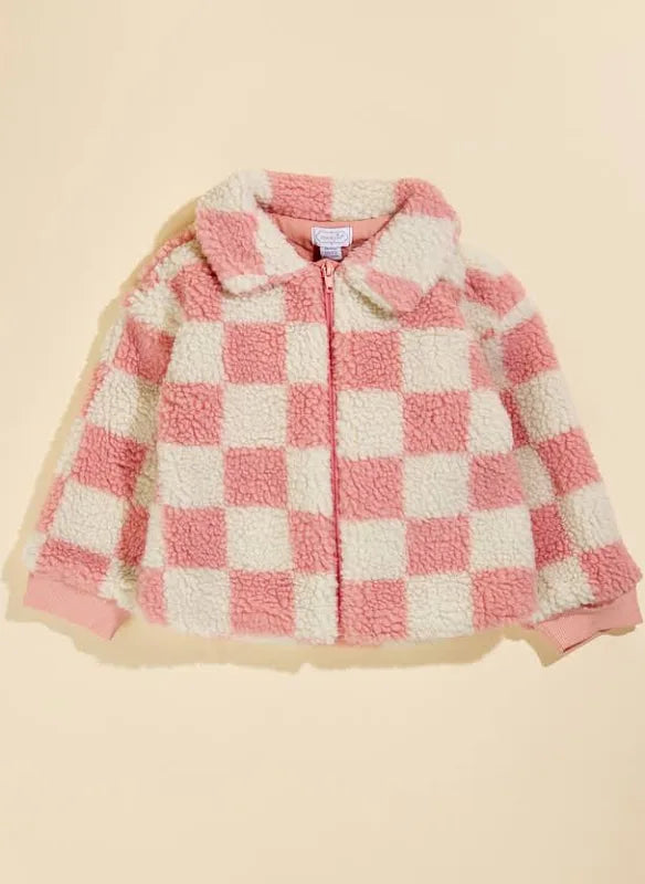 Pink Check Sherpa Jacket