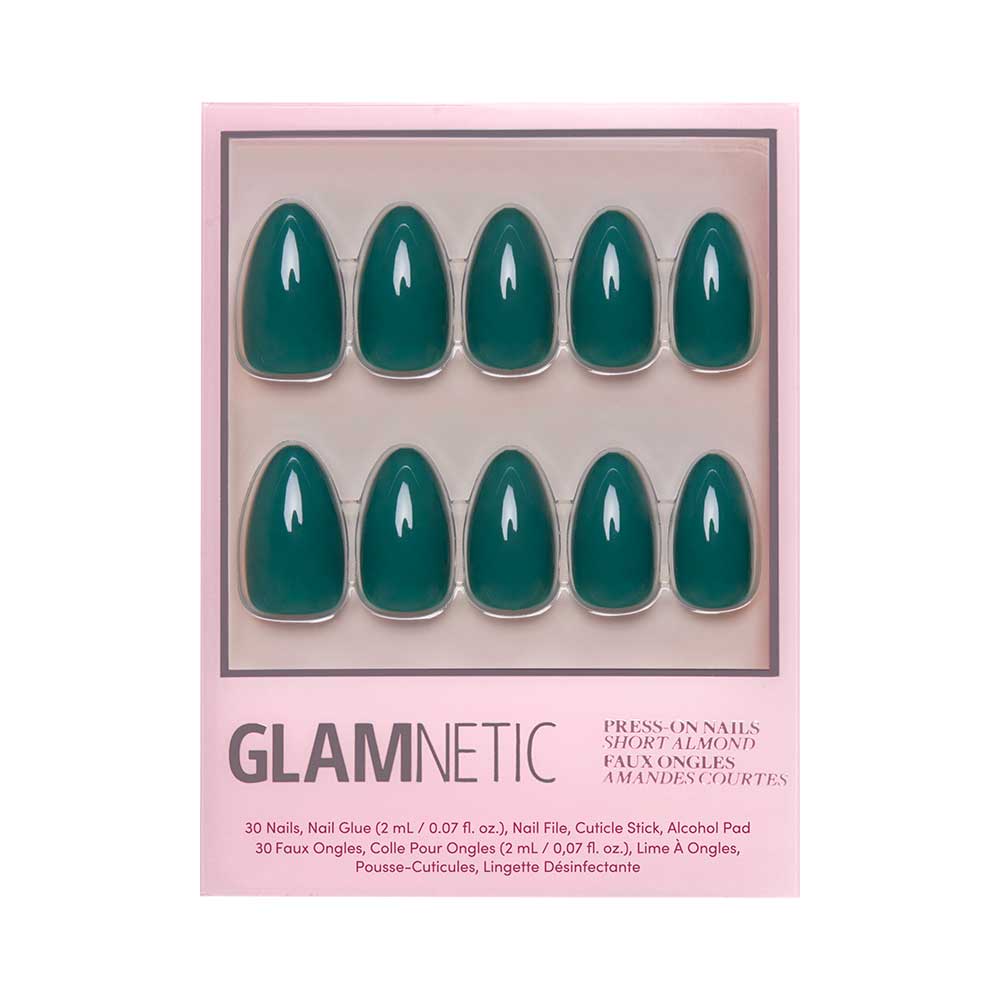 Glamnetic Emerald Green Press-On Nails | Fall Solids | Short Almond