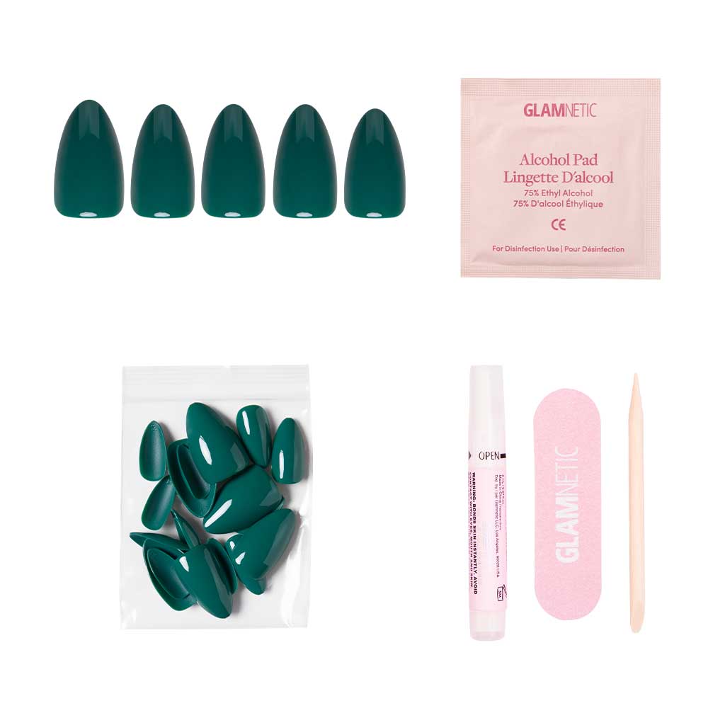 Glamnetic Emerald Green Press-On Nails | Fall Solids | Short Almond