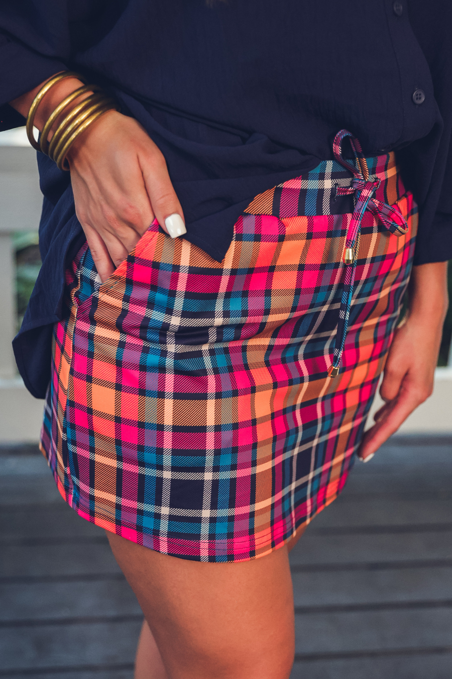 Patterned In Plaid Skort - Pink