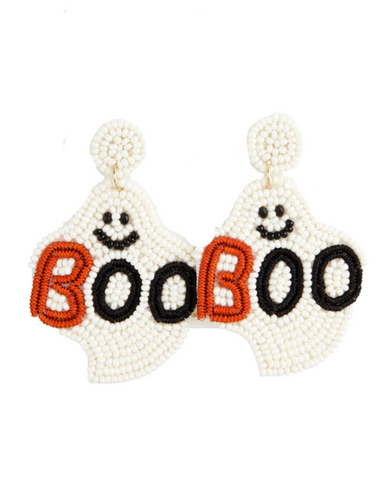 Mud Pie Halloween Beaded Earrings - Boo Ghost