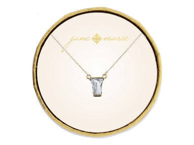 Jane Marie Crystal Trapezoid Necklace - Cool Grey