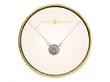 Jane Marie Circle Studded Necklace - Clear Crystal