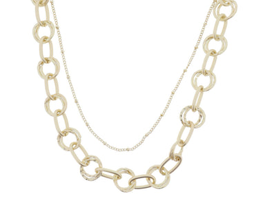 Jane Marie Satelite Double Chain Necklace - Gold
