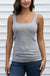 Grace & Lace Micro Ribbed Square Neck Perfect Fit Tank - Heathered Grey