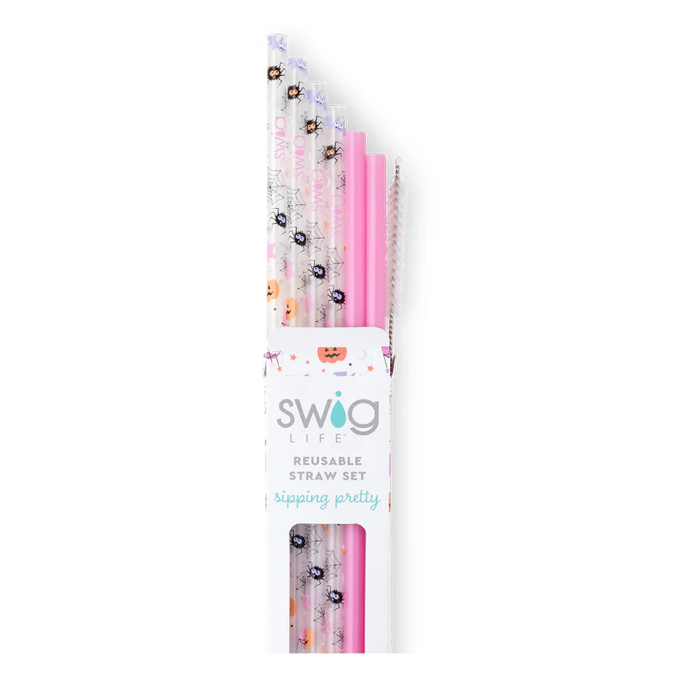 Swig Reusable Straw Set - Sweet & Spooky / Pink