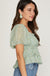She&Sky Frolicking Fields Top - Sage, square neck, short puff sleeves, floral print, smocked, ruffle bottom