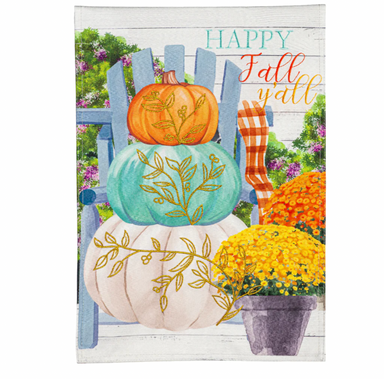 Evergreen Garden Flags - Happy Fall Stacked Pumpkins