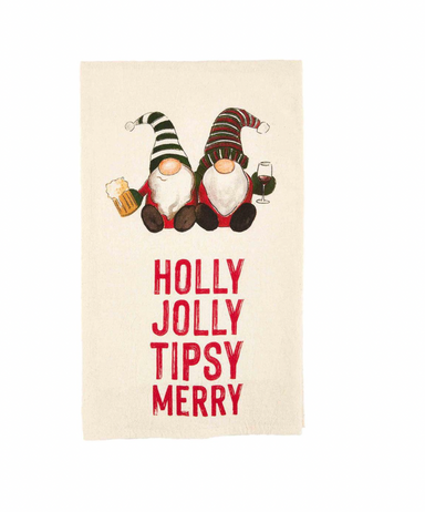 Mud Pie Holly Jolly Tipsy Merry Holiday Party Dish Towel
