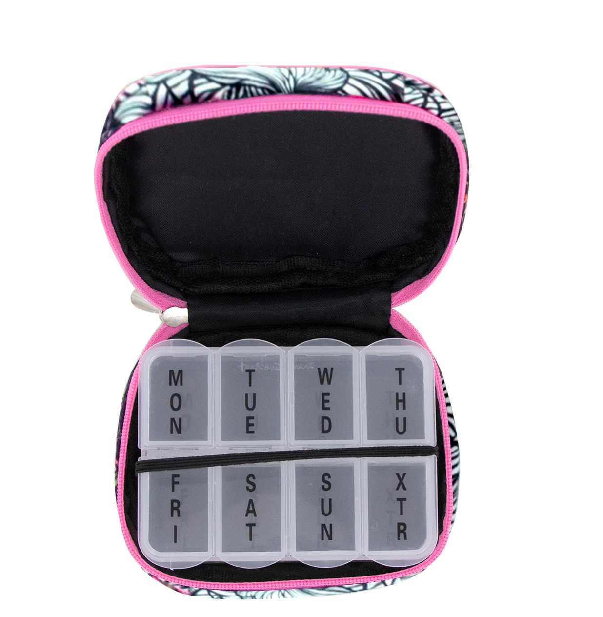 Pill and Vitamin Case-- Black/Pink