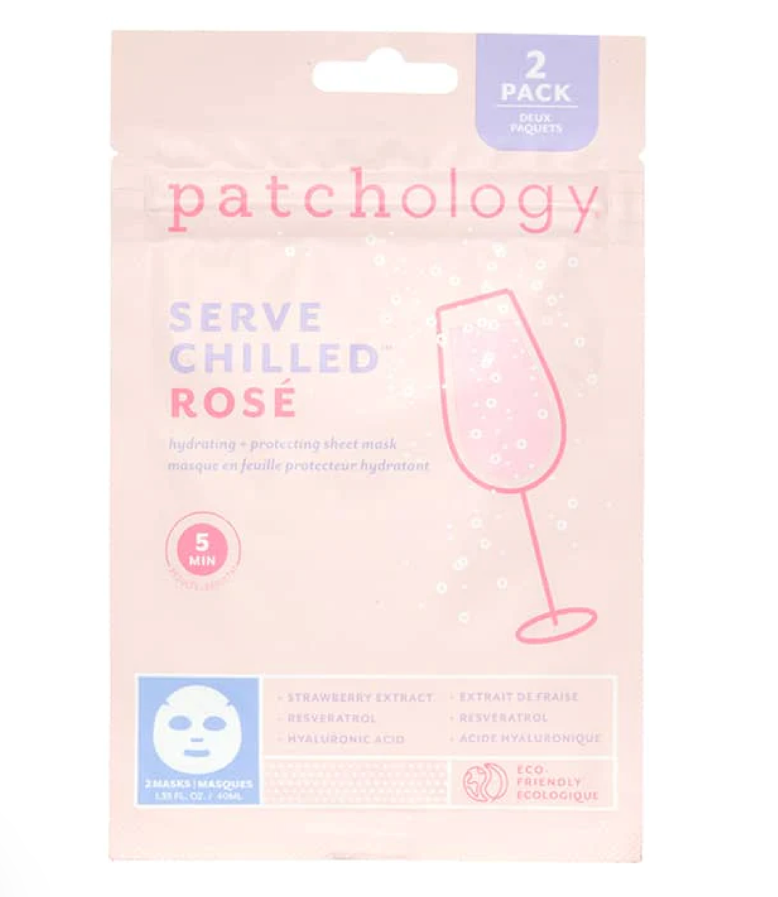 Patchology Rosè Hydrating Face Mask- 2 Pack