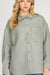 She & Sky Stay Cozy Shacket- light sage, long sleeve, button down, collared, pocket