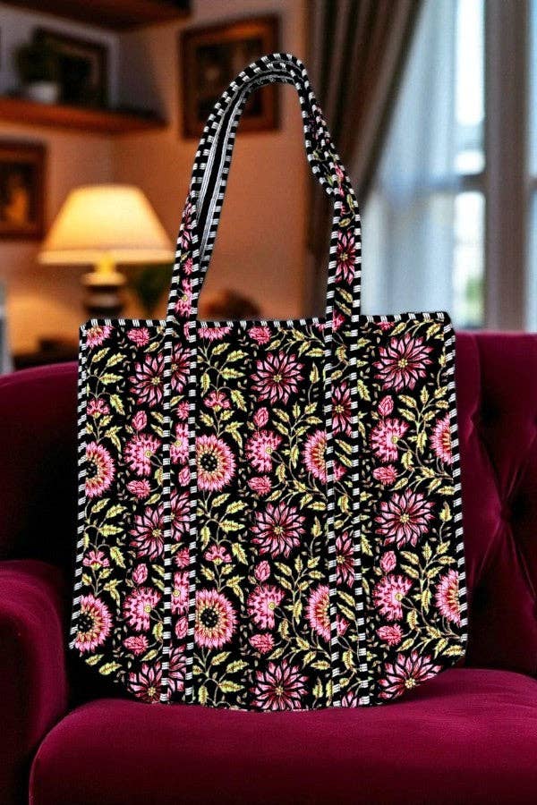 Midnight Garden Floral Tote Bag