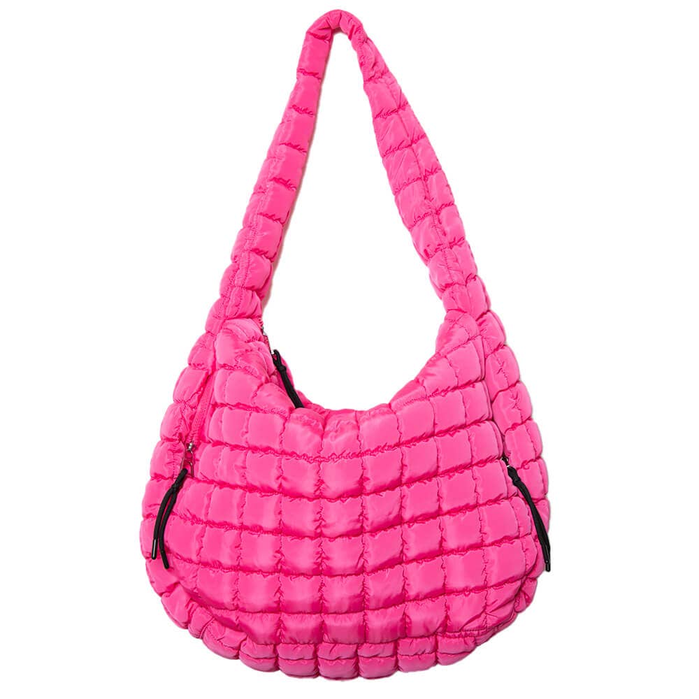 Katydid Quilted Hobo Tote Bag - Hot Pink