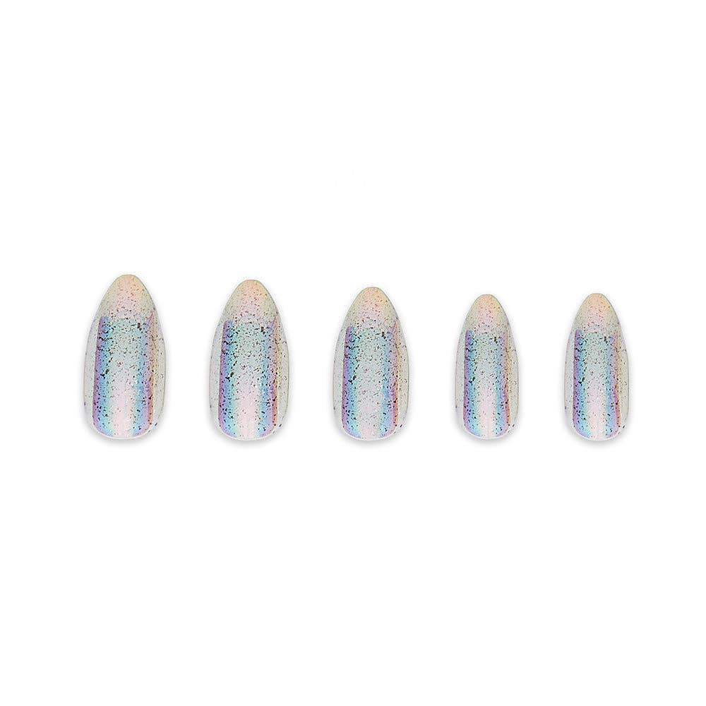 Glamnetic Stardust Press-On Nails | Clear Holographic Finish | Almond