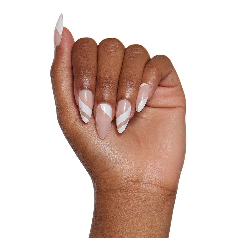 Glamnetic Marshmallow Swirl Press-On Nails | Long White | Medium Almond