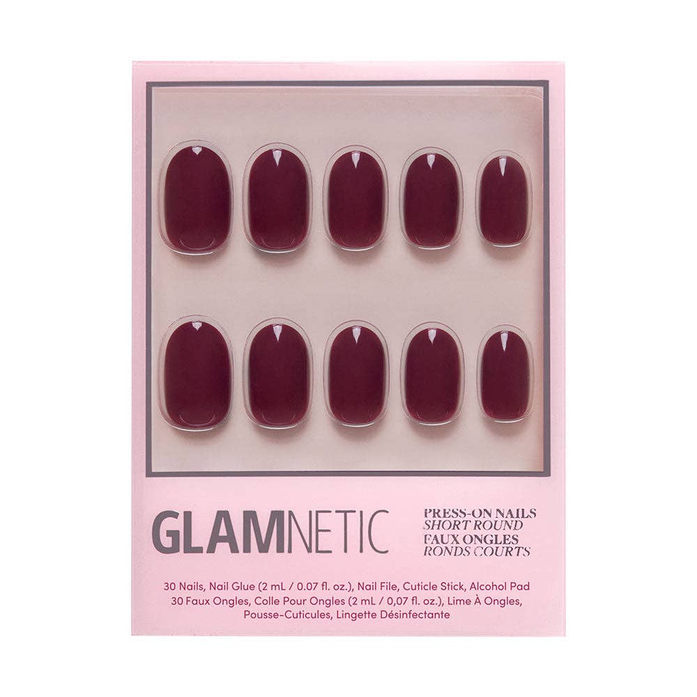 Glamnetic Berry Maroon Press-On Nails | Fall Solids | Short Round