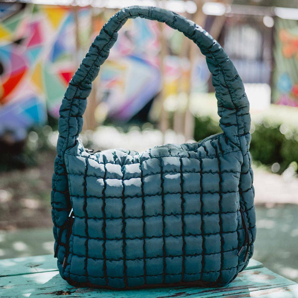 Katydid Quilted Hobo Tote Bag - Forest Green