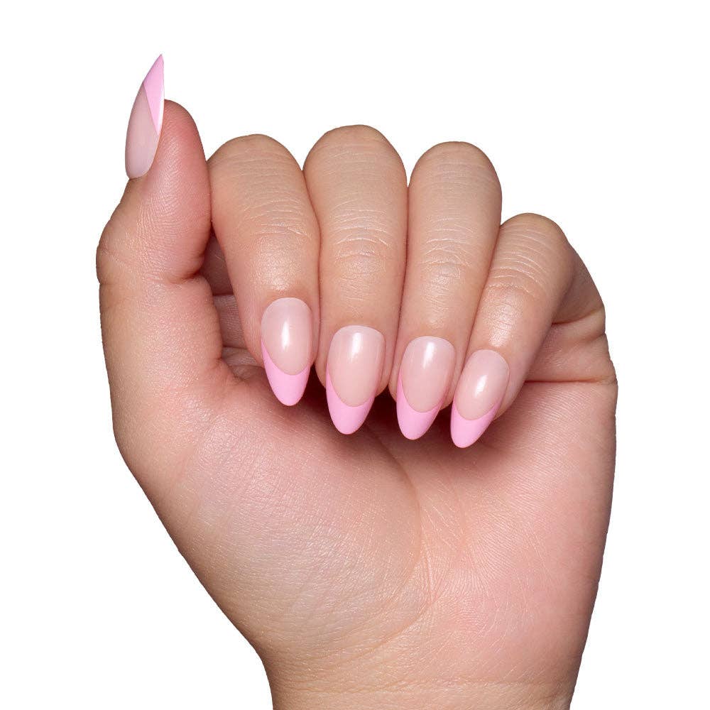 Glamnetic Pink Macaron Press-On Nails | Pink French Tip | Short Almond