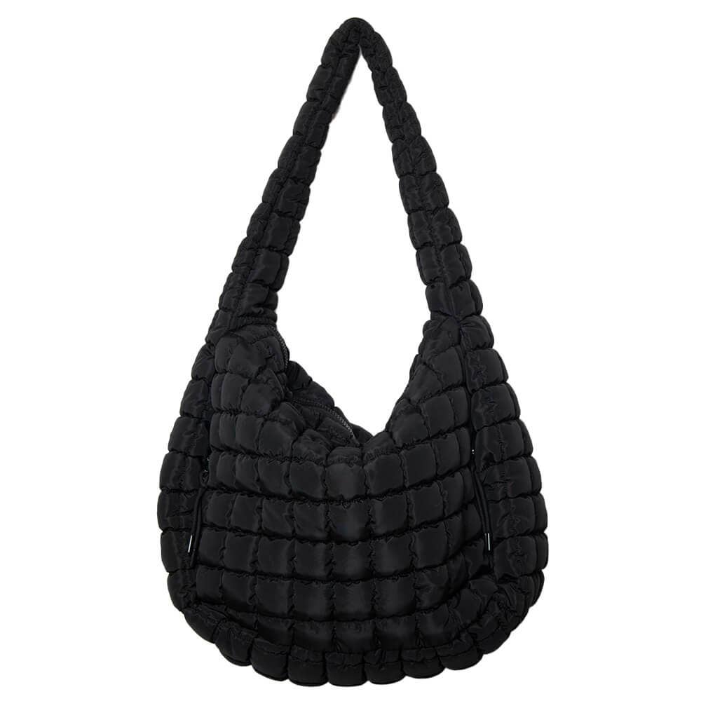 Katydid Quilted Hobo Tote Bag - Black