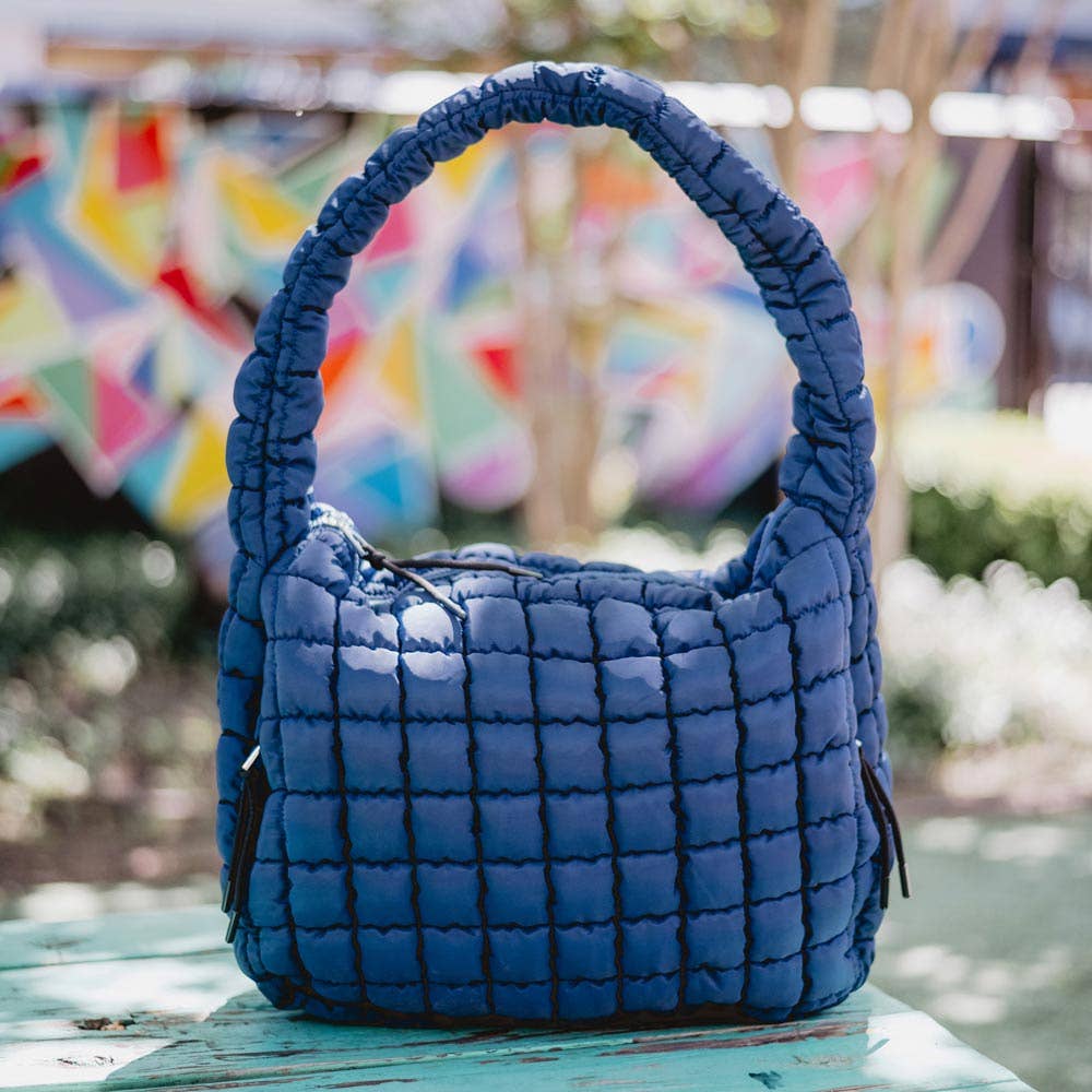 Katydid Quilted Hobo Tote Bag - Navy