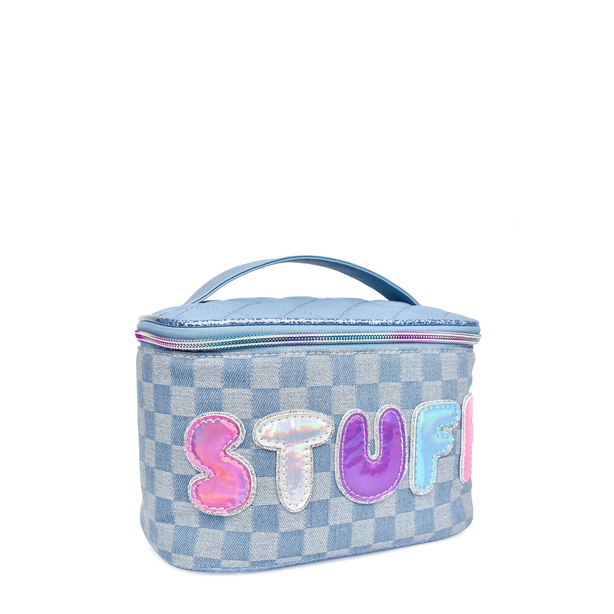 'Stuff' Denim Checkered Glam Bag