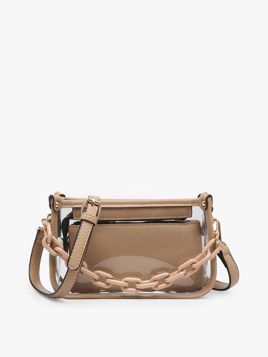 Jessica Clear Crossbody w/ Chain - Taupe