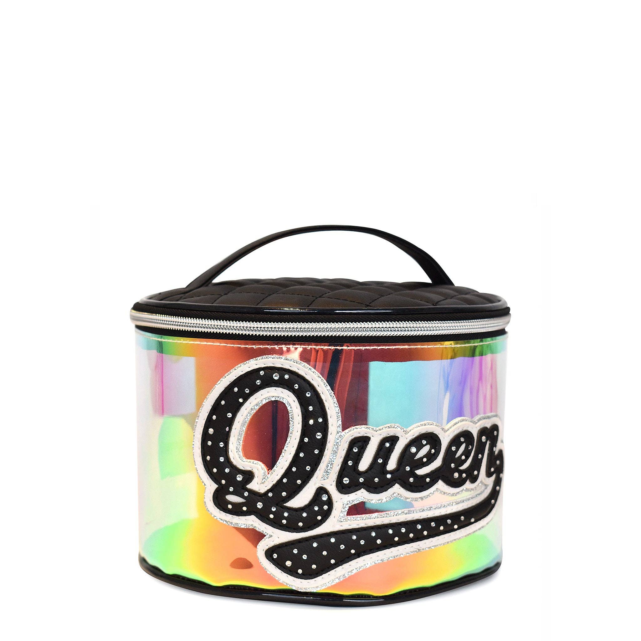 'Queen' Clear Glazed Round Glam Bag