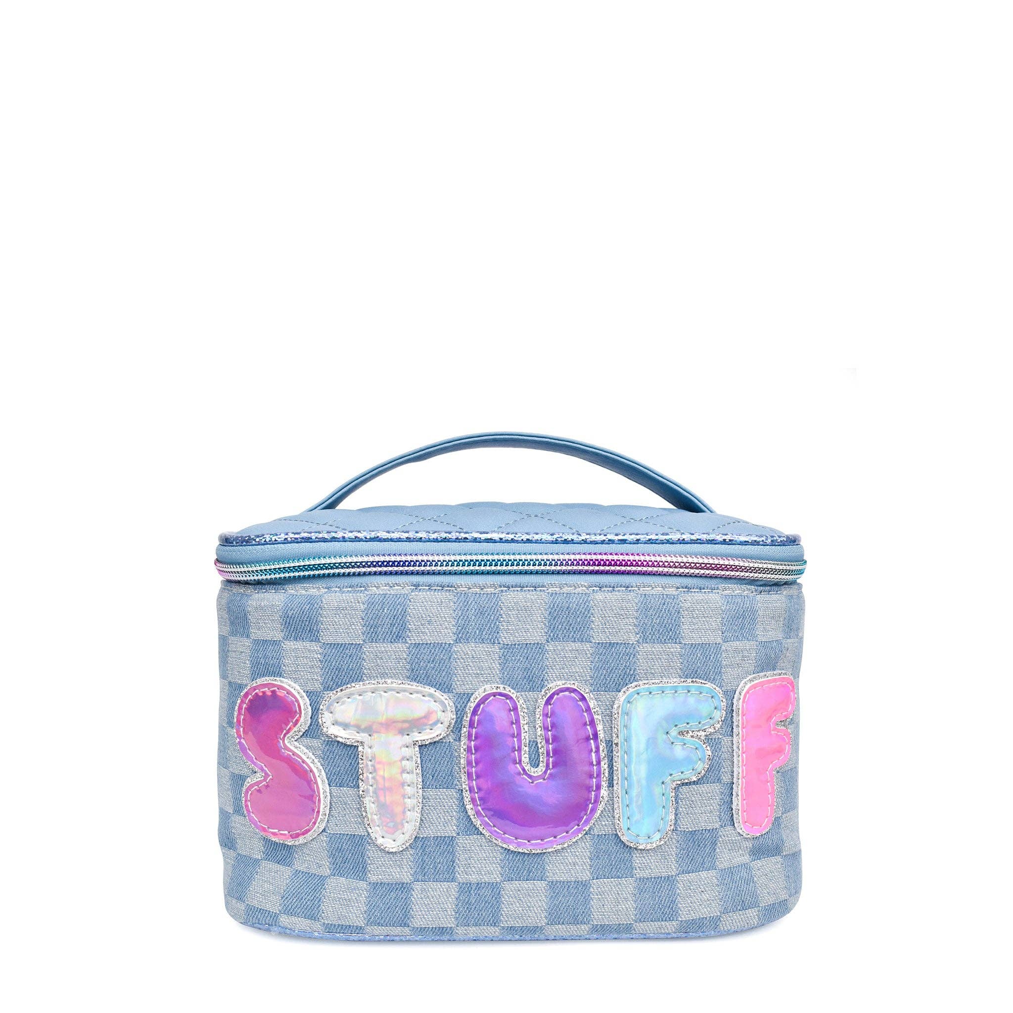 'Stuff' Denim Checkered Glam Bag