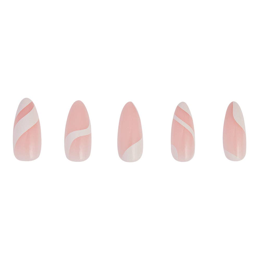 Glamnetic Marshmallow Swirl Press-On Nails | Long White | Medium Almond
