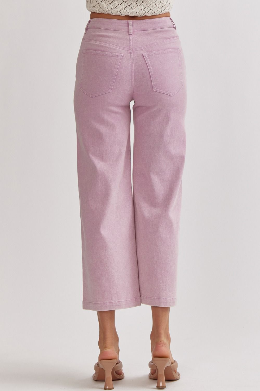 Entro Wide Open Places Pants - Lavender, wide leg, high waist, button/zipper closure, pockets