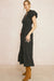 Entro Double Take Dress- Black, short puff sleeve, v-neck, ruffle neck, tiered, elastic waist, maxi, plus size