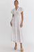 Entro Double Take Dress- white, short puff sleeve, v-neck, ruffle neck, tiered, elastic waist, maxi, plus size
