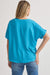 Entro Maghon Top-Turquoise, short sleeves, v-neckline back seam, rounded hem, curvy