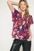 Entro Art Desires Top - Plum, plus size, black, pink, bold, graphic, sleeveless, flutter sleeve, buttons