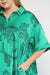 Entro Fierce Leopard Dress - Green, short rolled cuff sleeves, collared, button down, mini, curvy