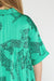 Entro Fierce Leopard Dress - Green, short rolled cuff sleeves, collared, button down, mini, curvy