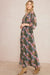 Entro Boho Vibes Maxi Dress- Dark Navy, short sleeve, v-neck floral print, plus