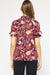 Entro Amazing Energy Top - Navy, short sleeve, ruffle mock neck, floral print