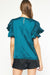 Entro Fierce and Fine Top -Hunter Green, short puff sleeves, round neck, satin material , keyhole back
