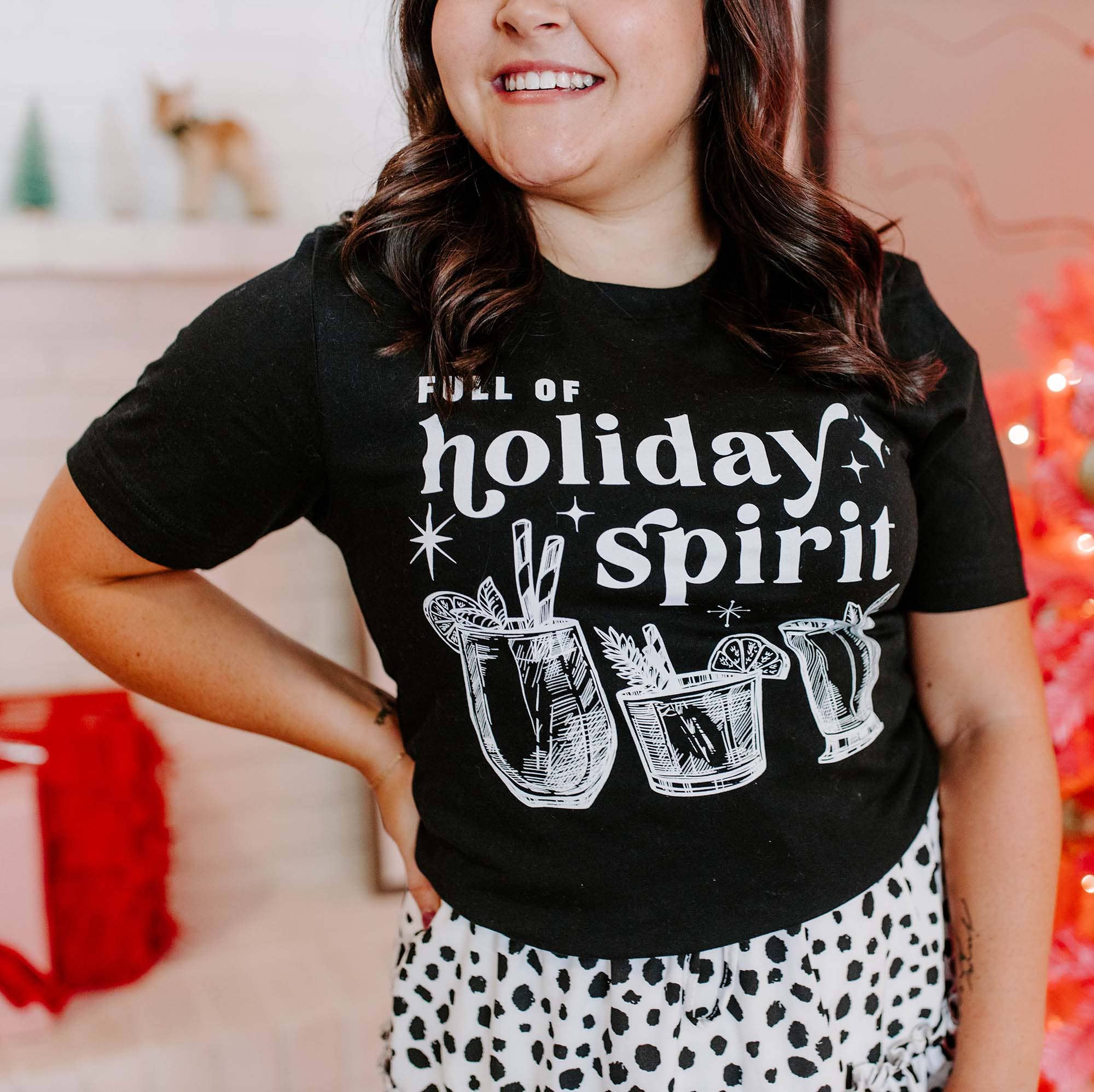 Full of Holiday Spirit Tee - Black