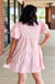 Fantastic Fawn Champagne Champion Dress - Light Pink sequins, tiered, puff sleeve, v-neck, bottles
