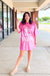 Why Dress Birthday Celebration Dress - Pink, banded rounded neck, front sequins, short sleeves, curvy
