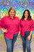 Andree by Unit Hard Working Lady Top- Magenta, long sleeve, button down, collared, two front chest pockets, tab rollable sleeve, curvy