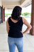 Gilli Franklin Sweater Top - Black, sleeveless, v-neck, v back, ribbed, curvy