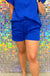 See and Be Seen Luxe Travel Shorts- Royal Blue, drawstring waist, textured, pockets, curvy