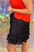 She & Sky Black Swan Skirt- Black tiered, drawstring, short, flowy, game day, tailgate