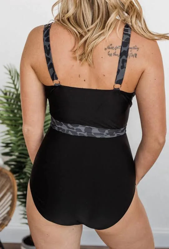 Mack&Mal Beach Party One-Piece Swimsuit - Charcoal Leopard